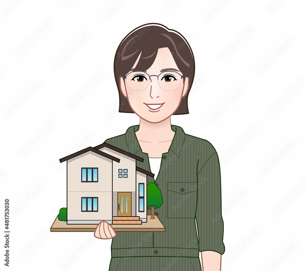 DIYをする女性のイラスト DIYをする女性のイラスト