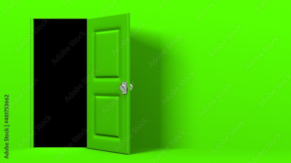 Green door and dark room.
3D illustration for background. Green door and dark room.
3D illustration for background.