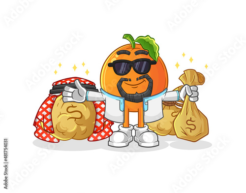 Orange rich arabian mascot. cartoon vector