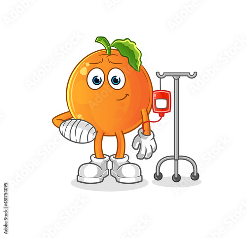 Orange sick in IV illustration. character vector