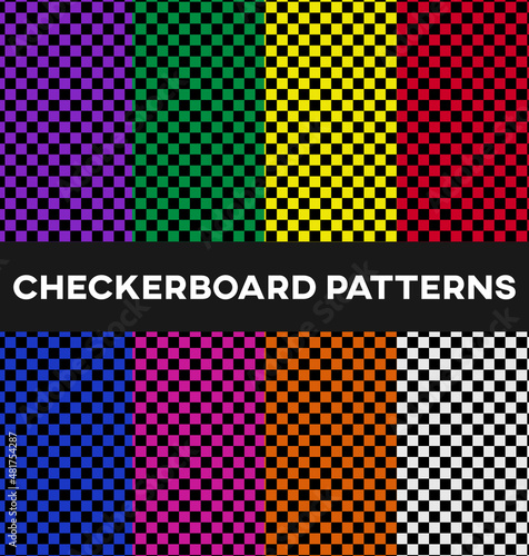 Checkerboard Pattern Seamless Backgrounds with Swatches