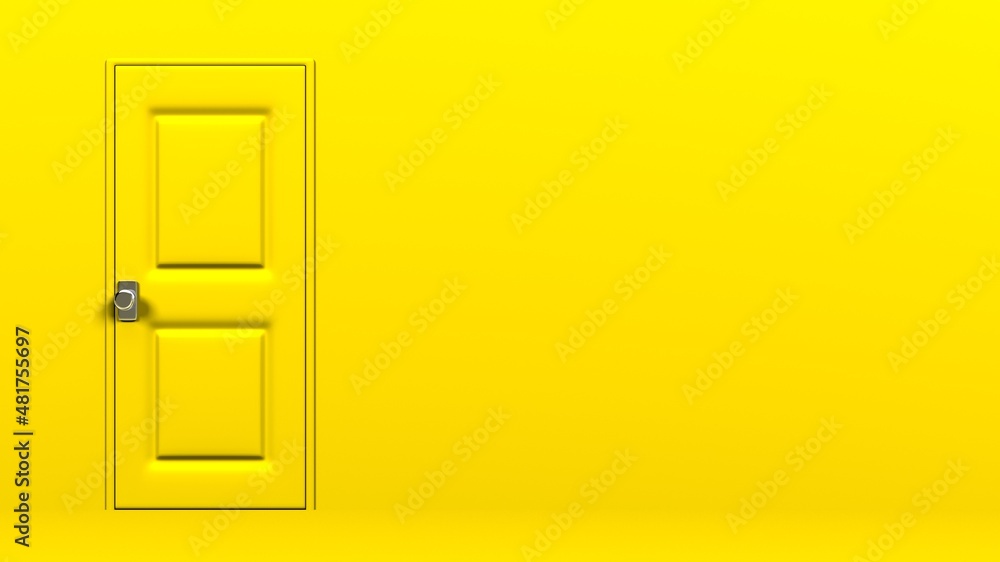 Yellow door.
3D illustration for background.
Yellow door.
3D illustration for background.