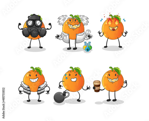 Orange villain group character. cartoon mascot vector