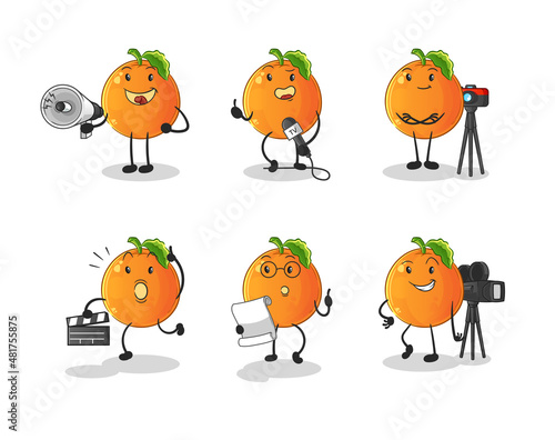 Fototapeta Naklejka Na Ścianę i Meble -  Orange entertainment group character. cartoon mascot vector