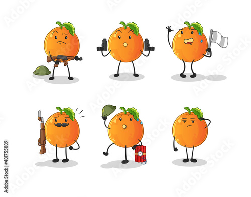 Orange troops character. cartoon mascot vector