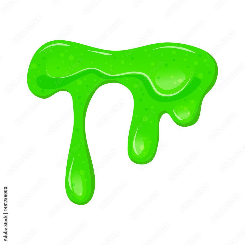 Green slime. Viscous dripping liquid on a white isolated background. Toy for children. Vector cartoon illustration Green slime. Viscous dripping liquid on a white isolated background. Toy for children. Vector cartoon illustration