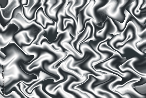 Illustration of gradient silver gray 3D wavy satin fabric artistic texture