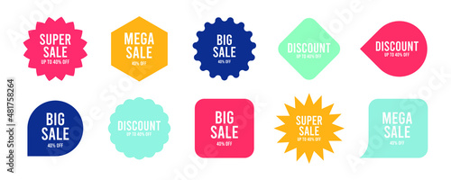 various sale tag copy space templates in vibrant colors. a vector element collection for advertising needs. a modern style of promotion concepts.