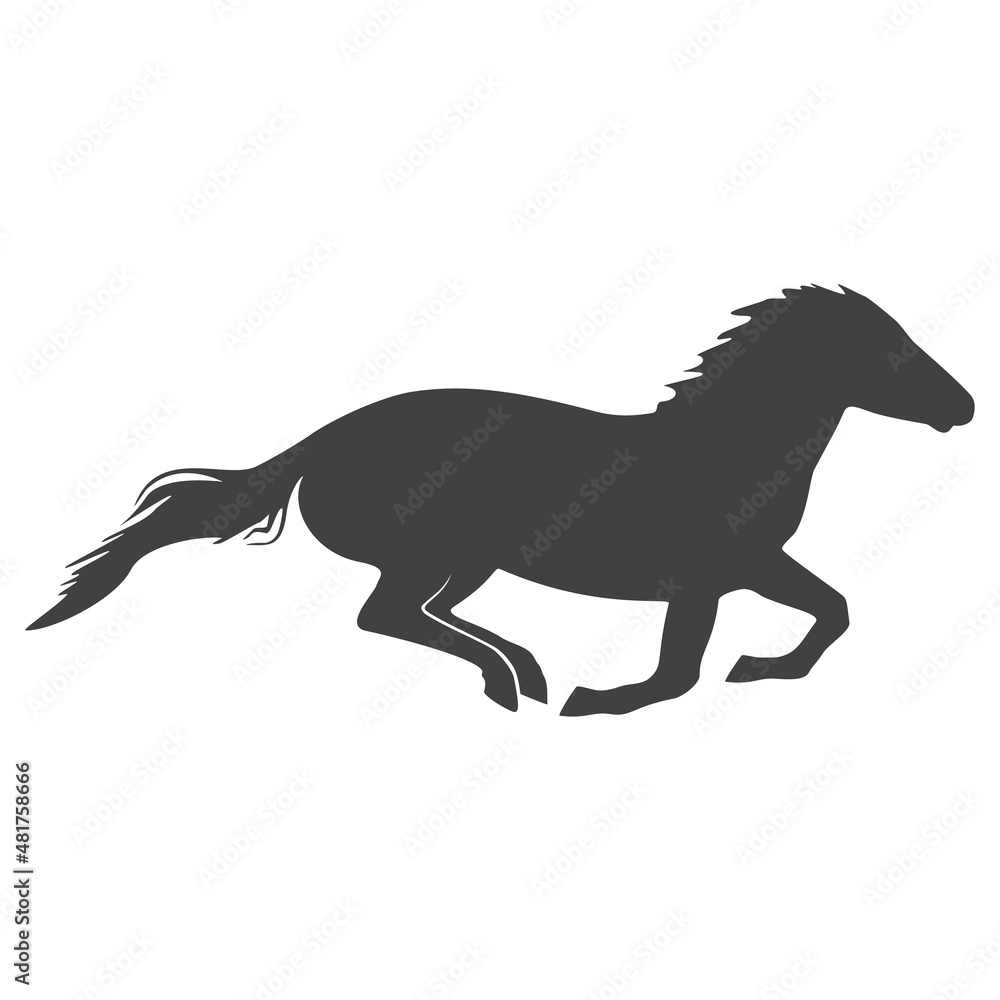 Horse silhouette, icon. Vector illustration on a white background.