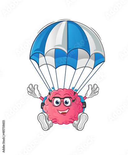 Fototapeta Naklejka Na Ścianę i Meble -  brain skydiving character. cartoon mascot vector