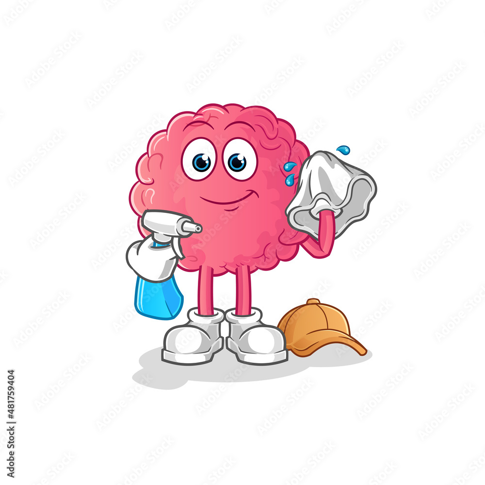 Obraz premium brain cleaner vector. cartoon character