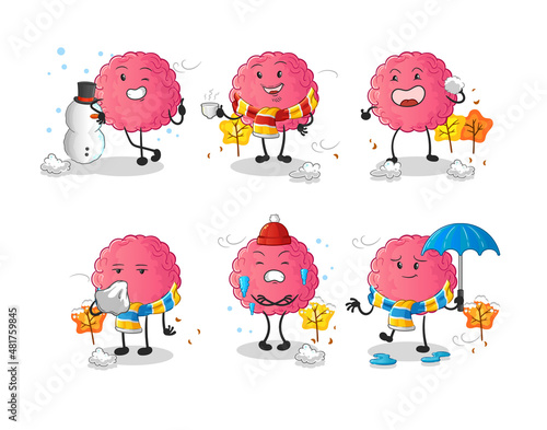 brain in cold weather character mascot vector