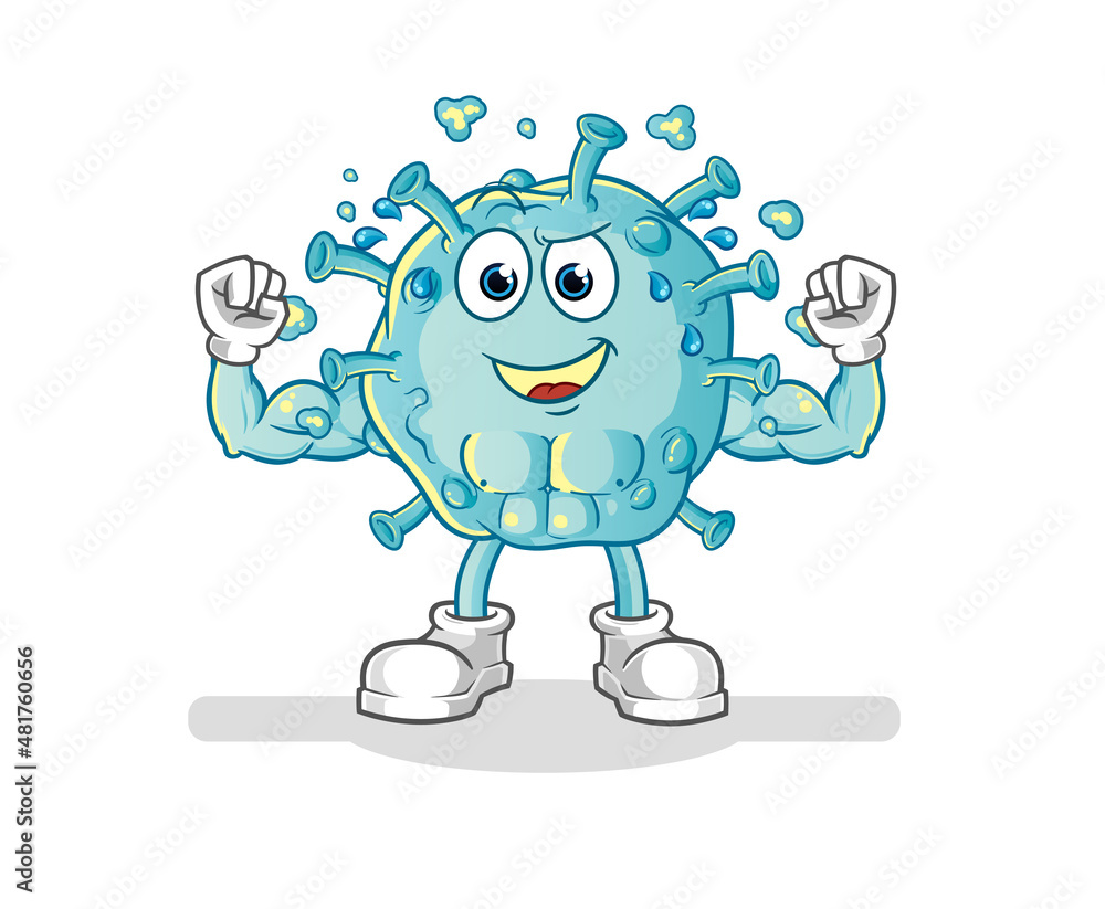 corona virus muscular cartoon. cartoon mascot vector corona virus muscular cartoon. cartoon mascot vector