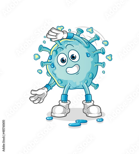 corona virus stretching character. cartoon mascot vector