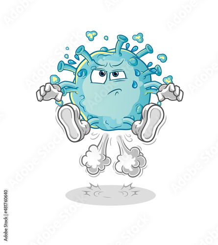 corona virus fart jumping illustration. character vector