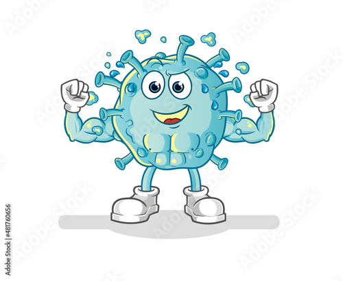 corona virus muscular cartoon. cartoon mascot vector