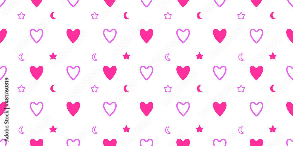 hearts seamless pattern on the white background