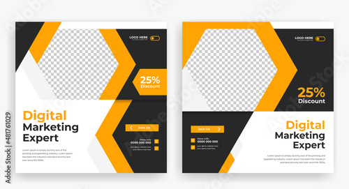 Corporate Social Media post banner template, Digital business marketing editable banner design