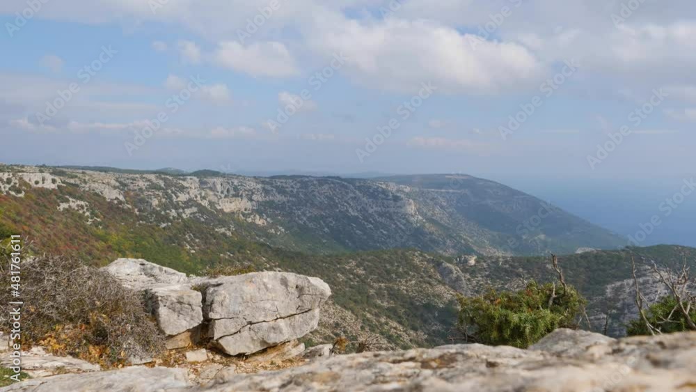 Time lapse of clouds move over Vidova Gora. Time lapse of clouds move over Vidova Gora.