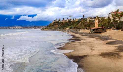 Panorama of the beach and Pacific Ocean in San Clemente California, USA