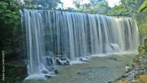 Landscape photo  Temam Waterfall  beautiful waterfall in Lubuk Linggau  South Sumatera province  Indonesia