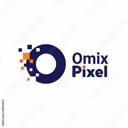 Minimalist Point Letter O Logo. O letter pixel mark digital 8 bit photo