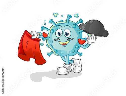 corona virus matador with red cloth illustration. character vector
