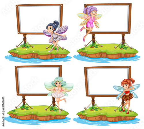 Cute fairy with blank banner