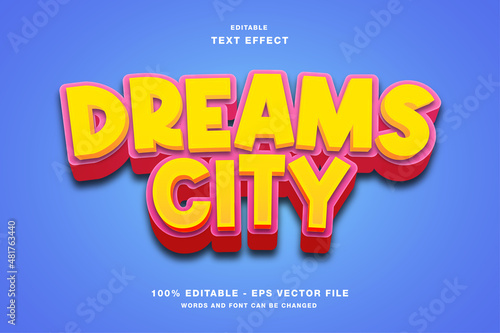 Dreams City Game Title Cartoon Editable Text Effect