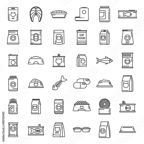 Cat food icon outline vector. Canned food