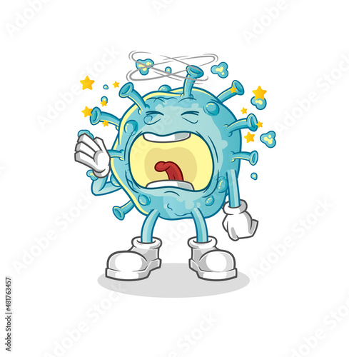 corona virus yawn character. cartoon mascot vector