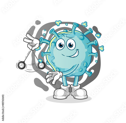 corona virus hypnotizing cartoon. cartoon mascot vector