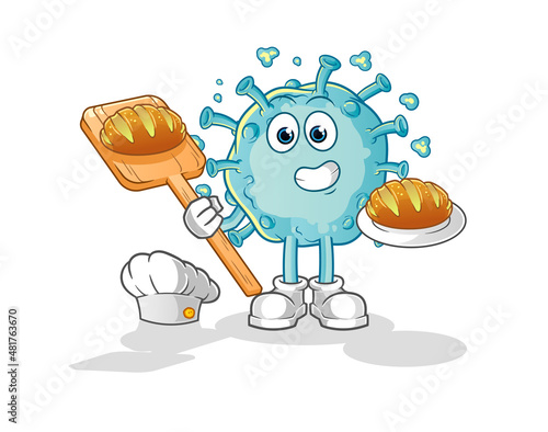 corona virus baker with bread. cartoon mascot vector