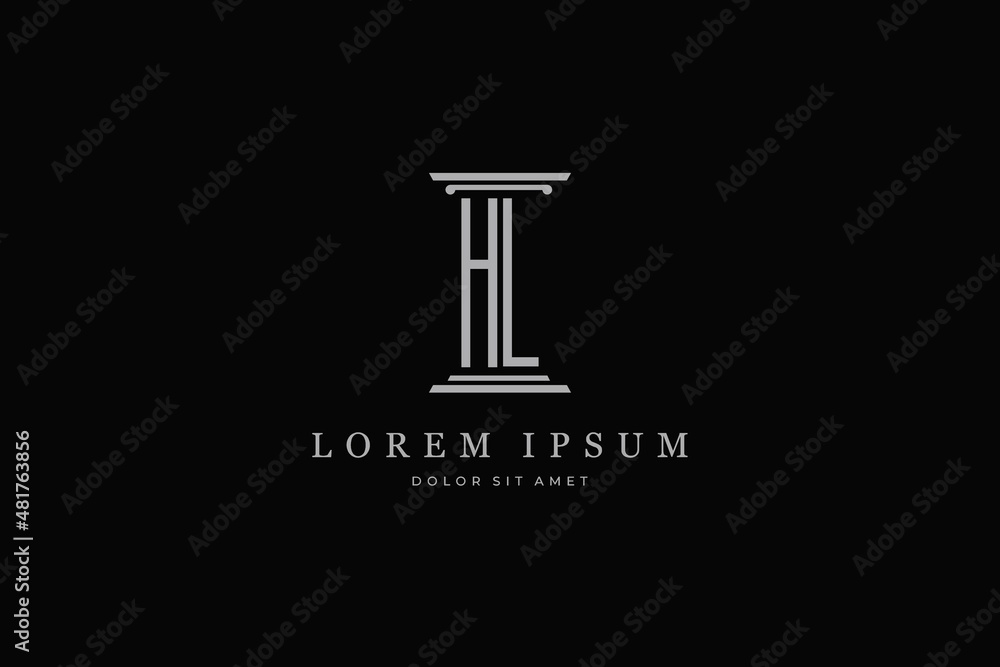 pillar logo icon letter HL minimal design inspiration Stock Vector ...