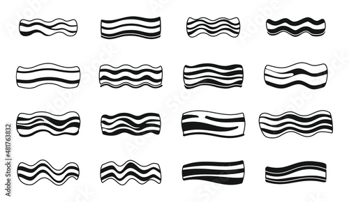 Bacon icons set simple vector. Meet food