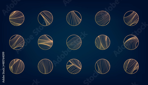 Foto Vector set of abstract wavy minimal line organic circle logos