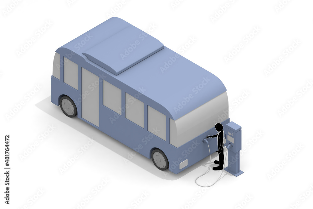 Electric car and charger. EV car and charging stand being charged. Use the charging spot installed on the road. Electric car and charger. EV car and charging stand being charged. Use the charging spot installed on the road.
