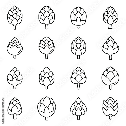 Artichoke icons set outline vector. Bio food