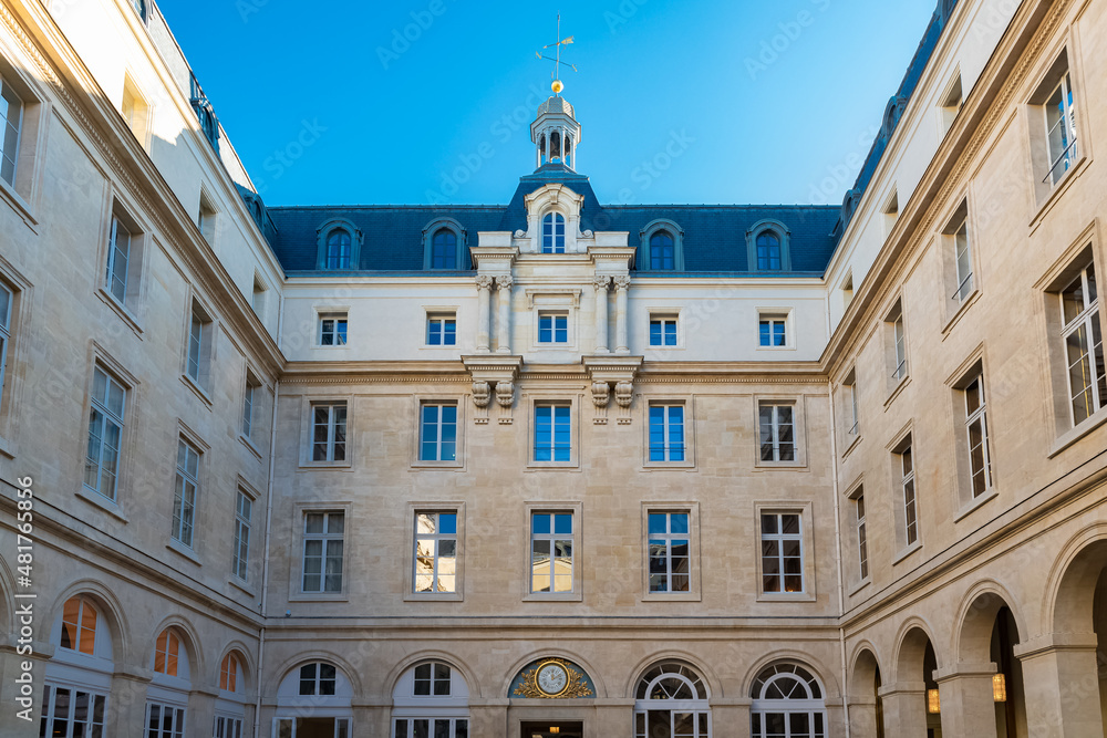 Fototapeta premium Paris, beautiful courtyard rue Royale, in a luxury district 