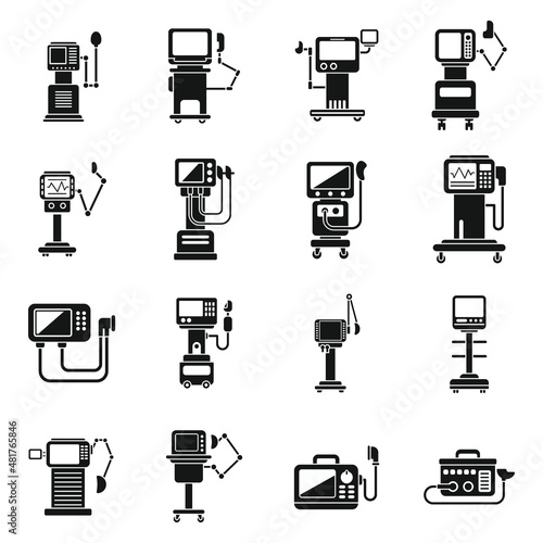 Ventilator Medical Machine icons set simple vector. Air ventilator