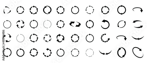 40 arrow pictogram refresh reload rotation loop sign set. circular arrows. Simple web icon on white background	