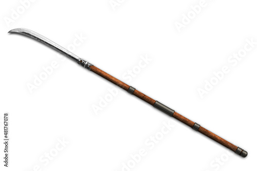 Naginata - traditional japanese weapon on white background 3d illustration
