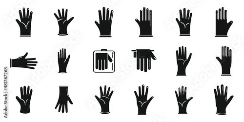 Medical gloves icons set simple vector. Care clinic