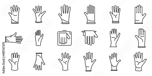Medical gloves icons set outline vector. Care clinic