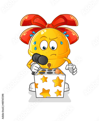 jingle bell play whack a mole mascot. cartoon vector