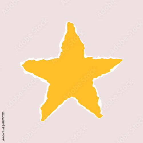 Torn piece of paper isolated. Star is a piece of paper with a dangling edge. Vector illustration of a geometric shape with a white torn edge.