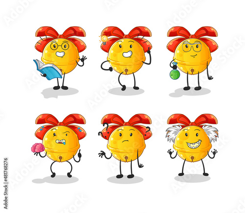 jingle bell thinking group character. cartoon mascot vector
