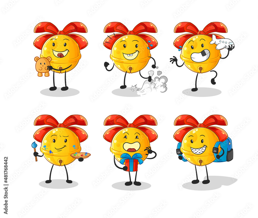 jingle bell children group character. cartoon mascot vector