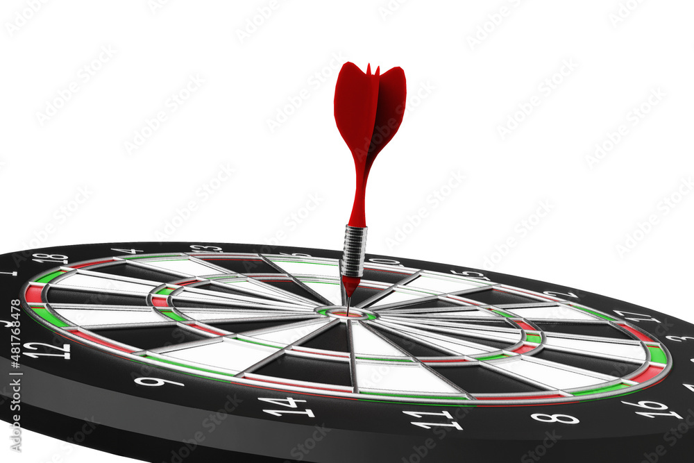 Obraz premium Classic darts board with Arrow isolated on white background 3d illustration