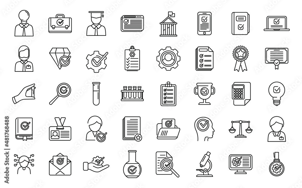 Expertise icons set outline vector. Central manager